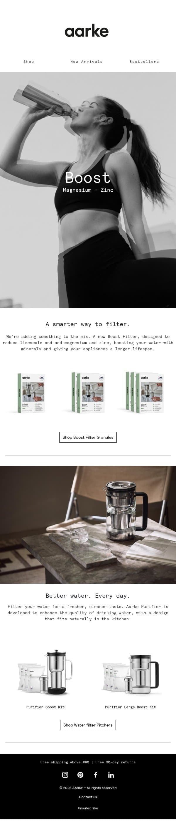 Introducing Boost Filter Granules email from Aarke screenshot