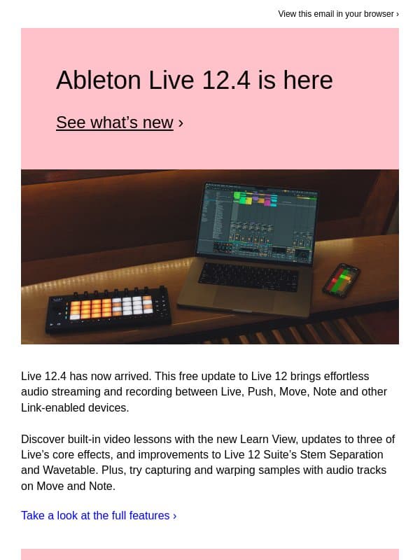 Ableton Live 12.4 is here – with Learn View and more email from Ableton