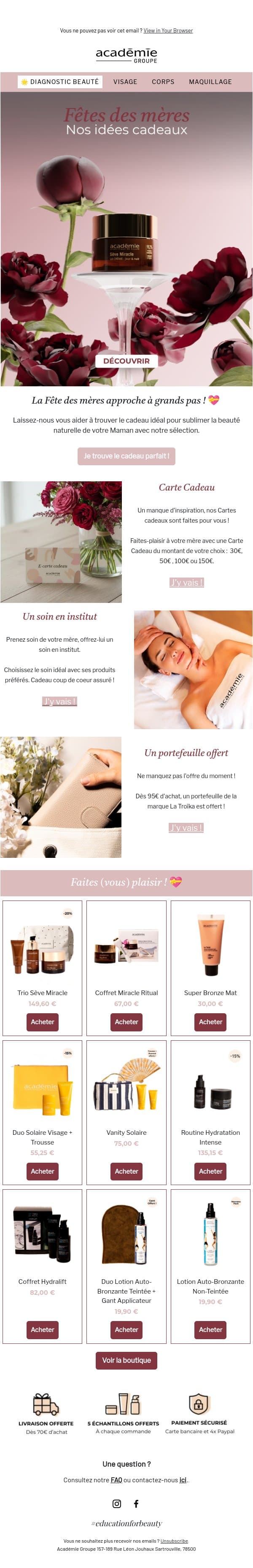 ✨ Offrez-lui douceur et bien-être ! email from Académie Scientifique de Beauté screenshot