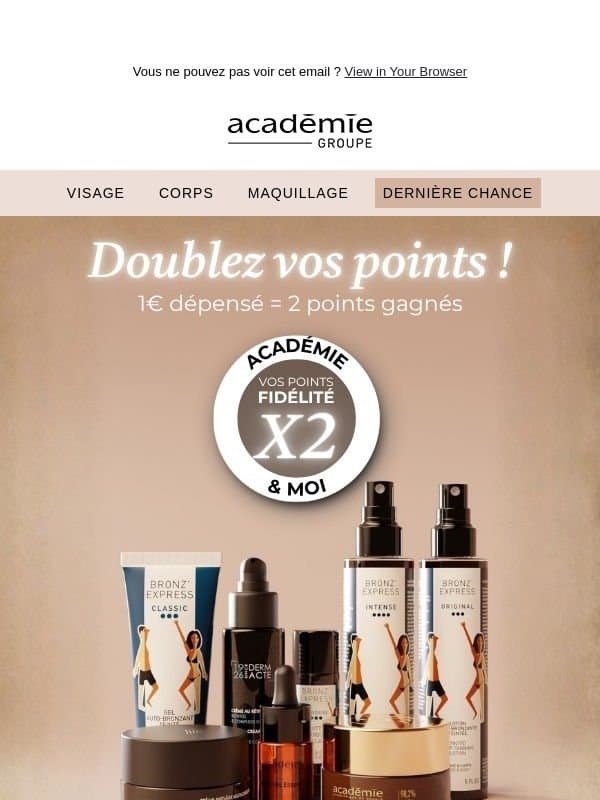 Vos points sont doublés ❤️ email from Académie Scientifique de Beauté