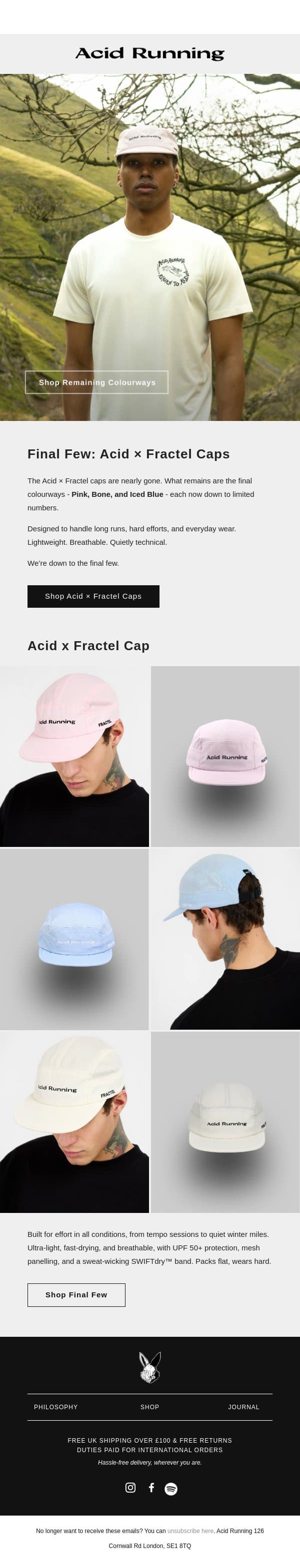 Almost Gone: Acid x Fractel Caps email from Acid Running screenshot