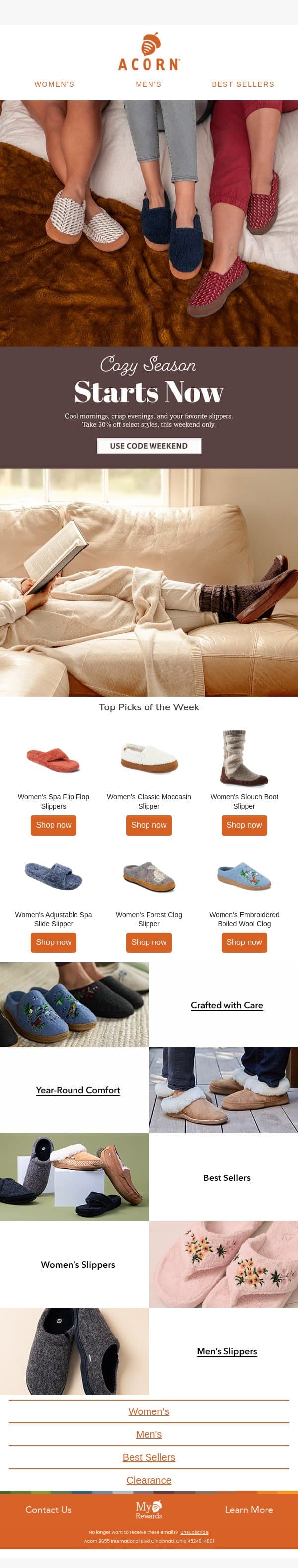 Labor Day Savings Have Arrived! email from Acorn Sheepskin screenshot