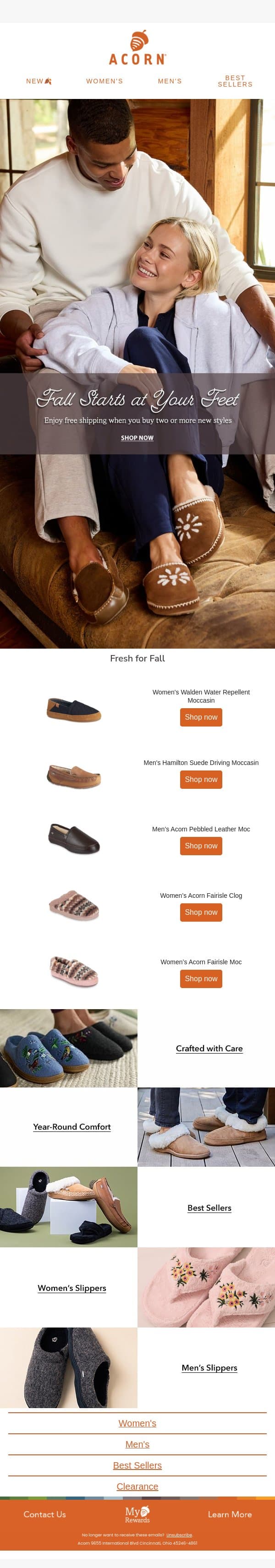 New Fall Styles Have Arrived π email from Acorn Sheepskin screenshot