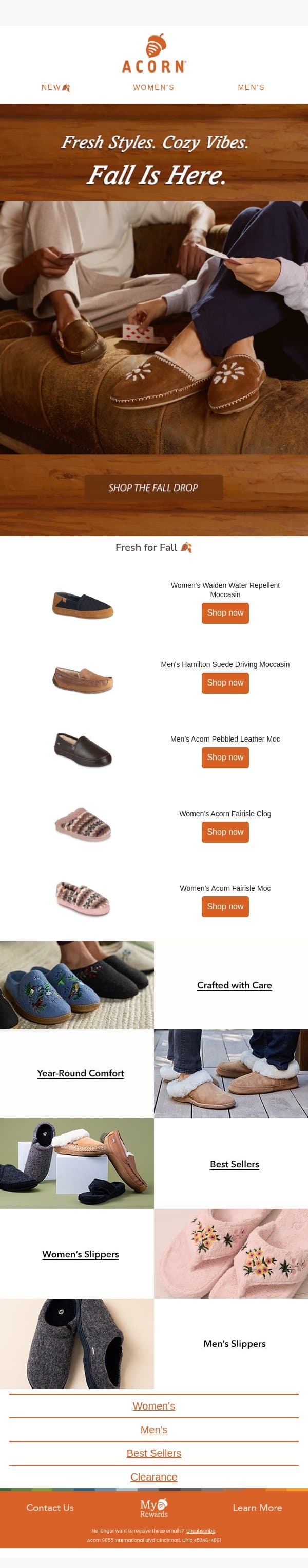 Shop the Fall Drop & Save🍂 email from Acorn Sheepskin screenshot