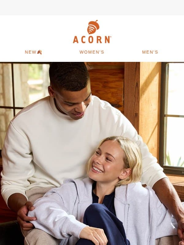 Quality classics that are oh so cozy email from Acorn Sheepskin