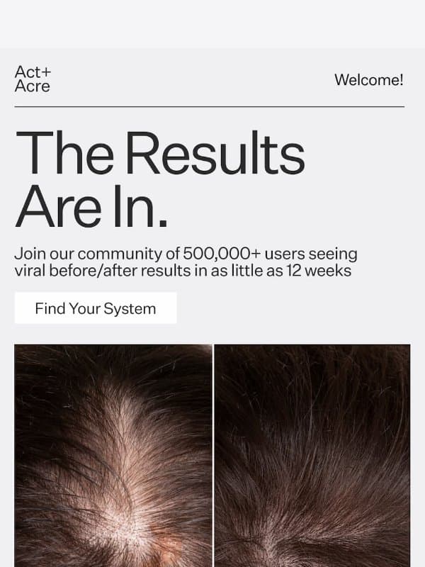 The Results Speak for Themselves email from Act + Acre