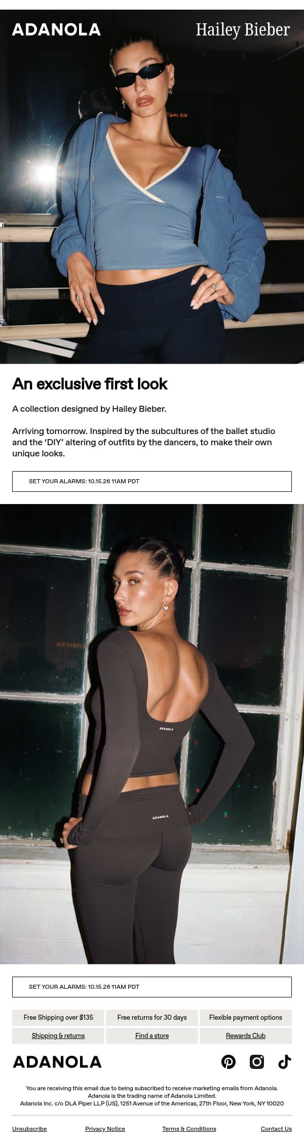 Your first look email from Adanola screenshot