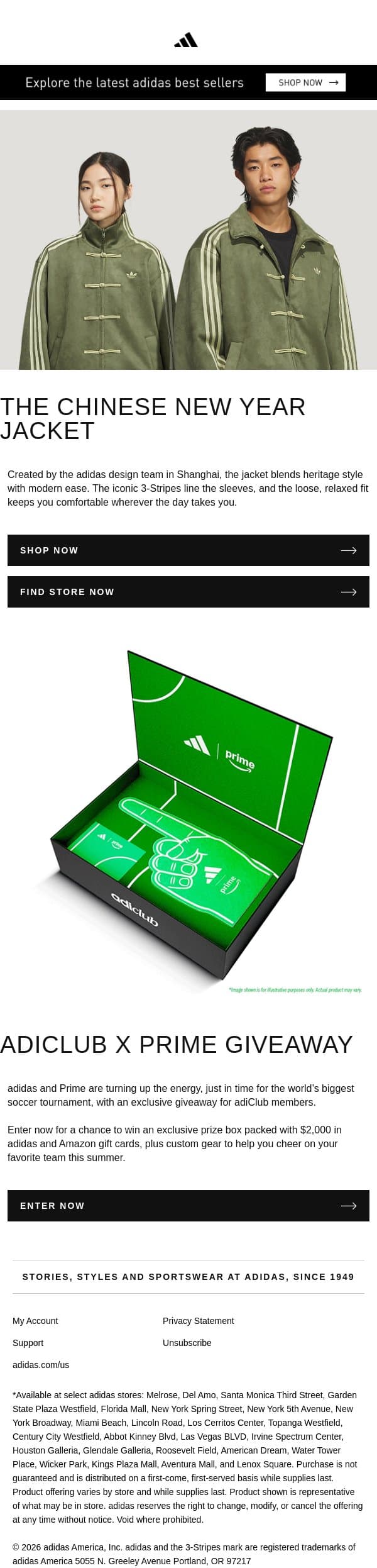 The adidas Originals Chinese New Year Jacket email from adidas screenshot