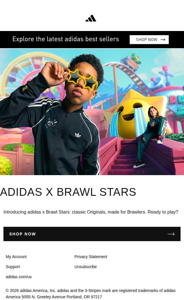 adidas x Brawl Stars just dropped email from adidas screenshot