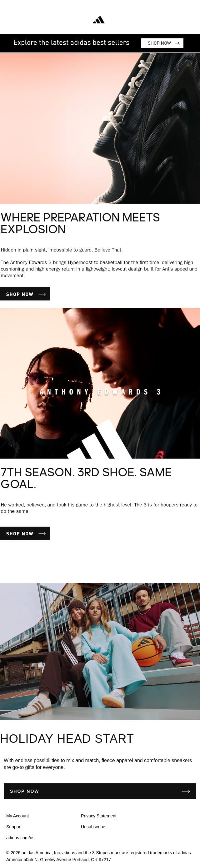 Anthony Edwards 3 β Game recognizes game π email from adidas screenshot
