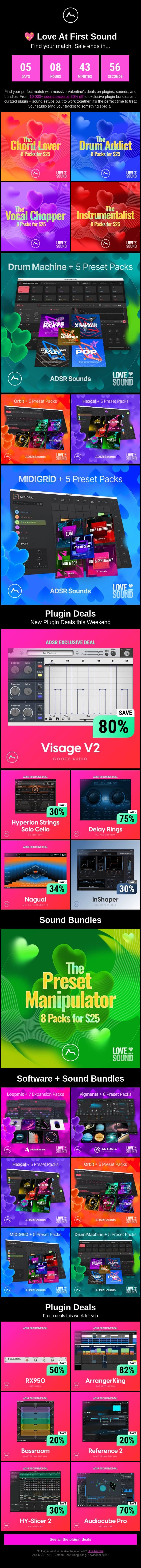 π The Chord Lover - 8 MIDI Packs for $25 email from ADSR Sounds screenshot
