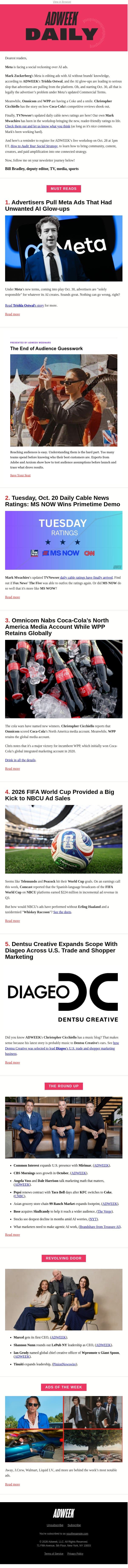 Meta Ads Get Zucked Up email from Adweek Sports Marketing screenshot