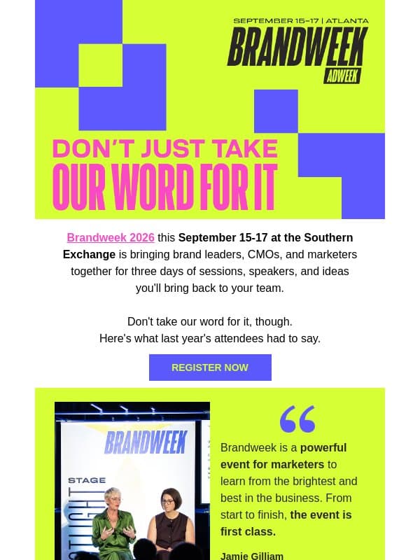 One of the most meaningful few days of my career email from Adweek Sports Marketing