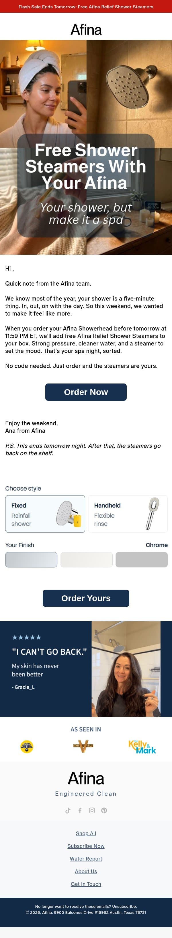 A little something for your weekend email from Afina screenshot