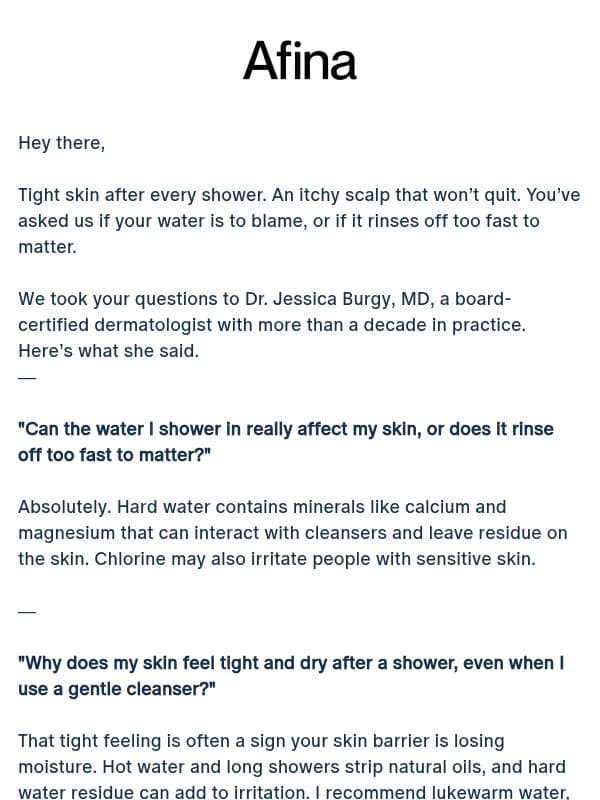 Your top skin questions, answered email from Afina