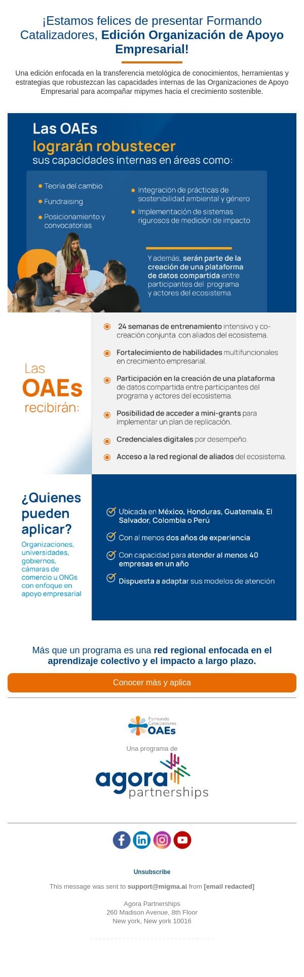 🥁 ¡Un nuevo programa ha llegado! email from Agora Partnerships screenshot