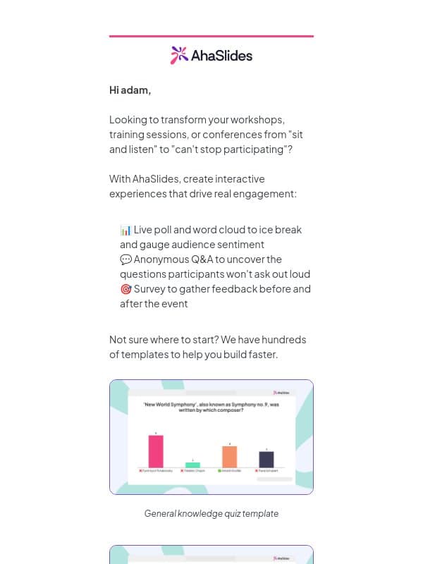 Make your interactive presentation in minutes 🚀 email from AhaSlides