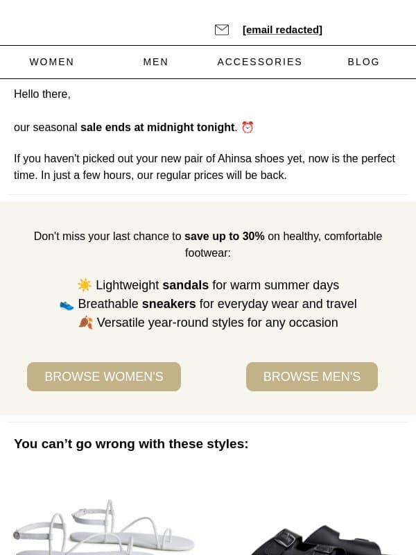 π£ Last Chance: Up to 30% Off Ends at Midnight email from Ahinsa