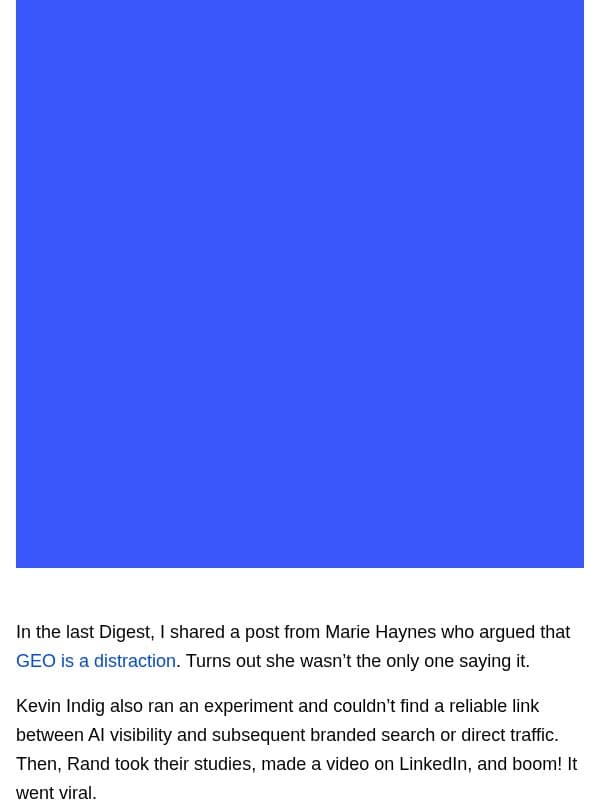 Ahrefs’ Digest #294: Is GEO a distraction? email from Ahrefs