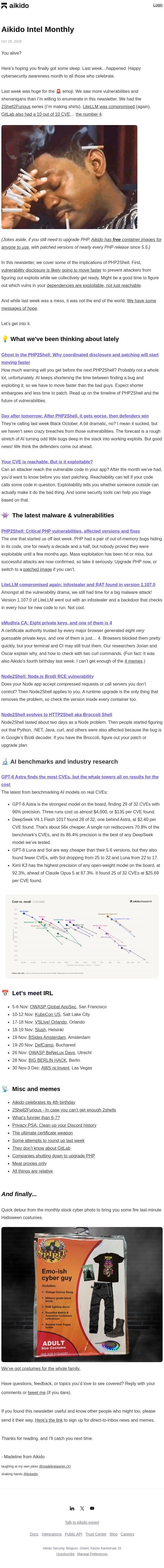Everything2Shell, the future of disclosures, LiteLLM hacked again, 4 email from Aikido screenshot