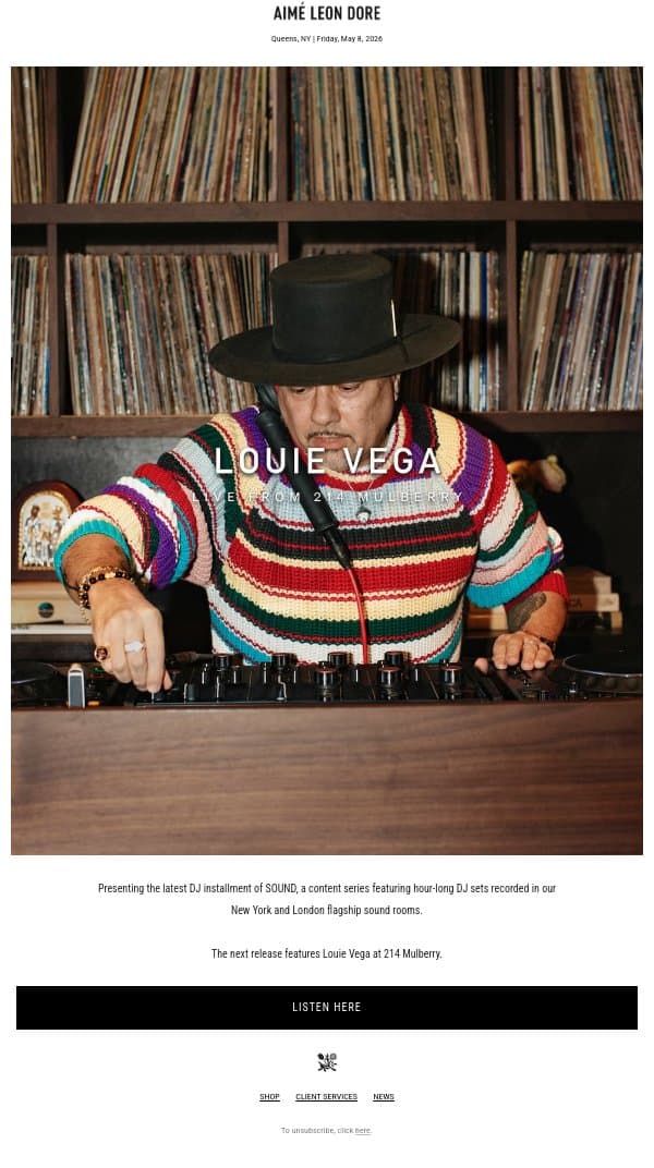 SOUND BY AIMÉ LEON DORE email from Aime Leon Dore screenshot