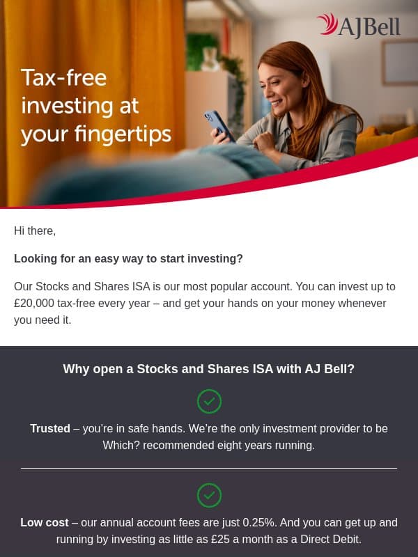 Our most-opened investment account email from AJ Bell
