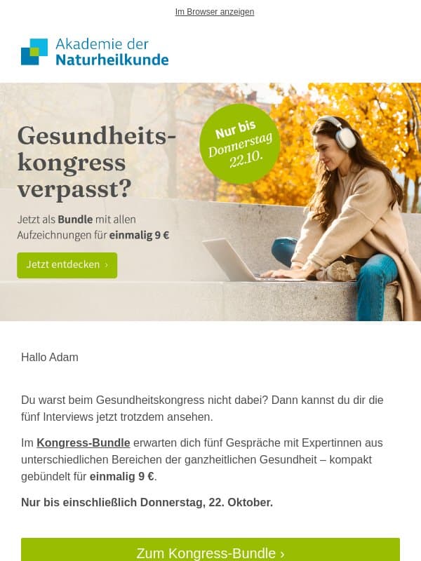 5 Interviews über Gesundheit, die du jetzt nachholen kannst email from Akademie der Naturheilkunde
