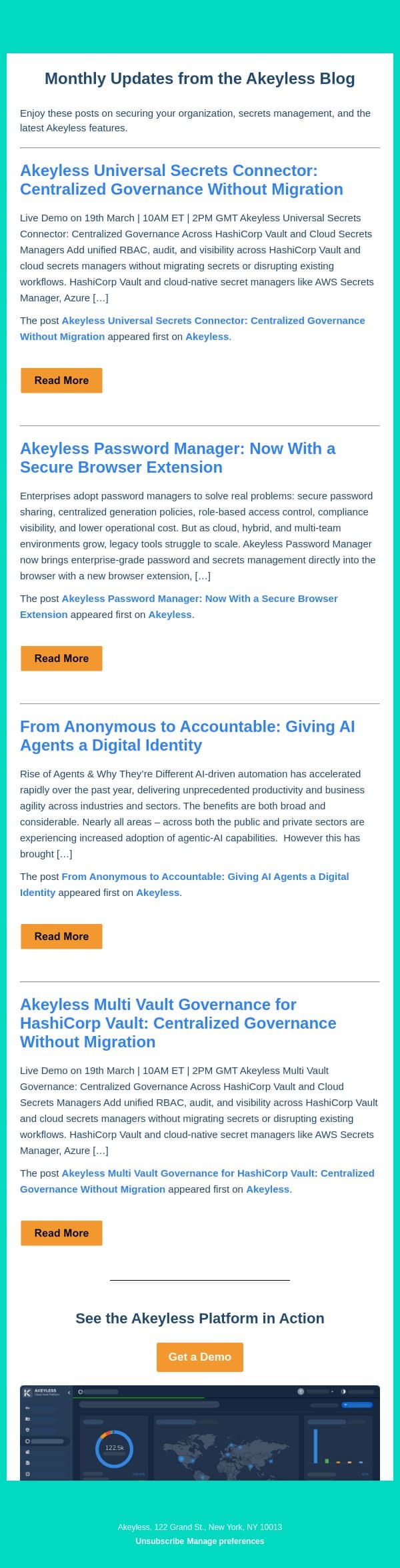 Read the latest from Akeyless email from Akeyless screenshot
