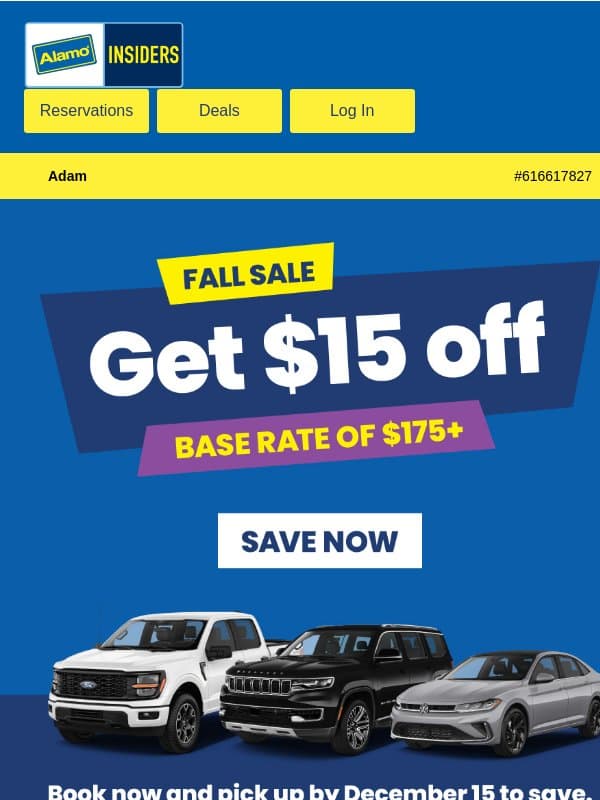 Youโve Got an Offer Inside ๐ email from Alamo Rent A Car