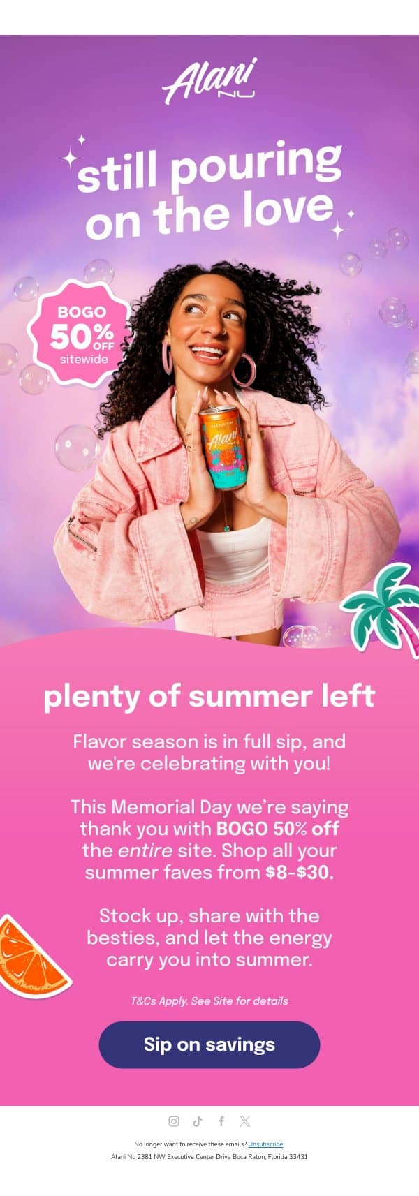 π Still celebrating summer with you π email from Alani Nu screenshot