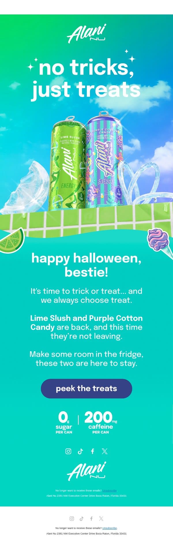 Trick or treat, bestie? ππ«§π email from Alani Nu screenshot