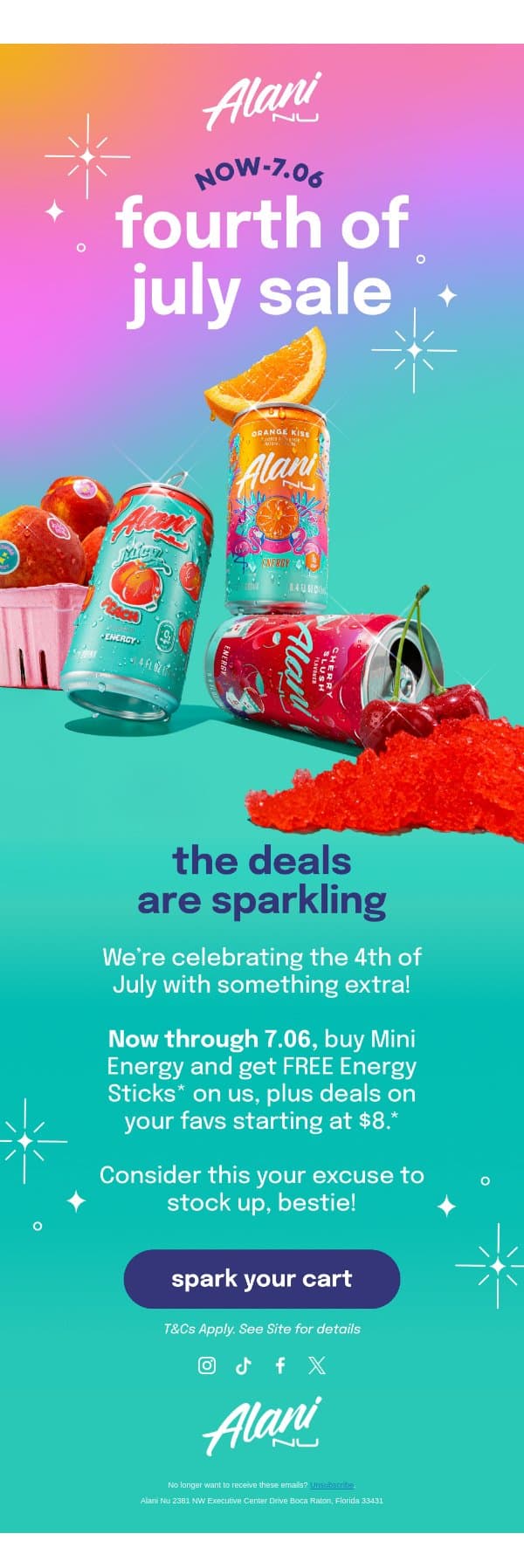 Your 4th of July treat is here 🫶🎆 email from Alani Nu screenshot