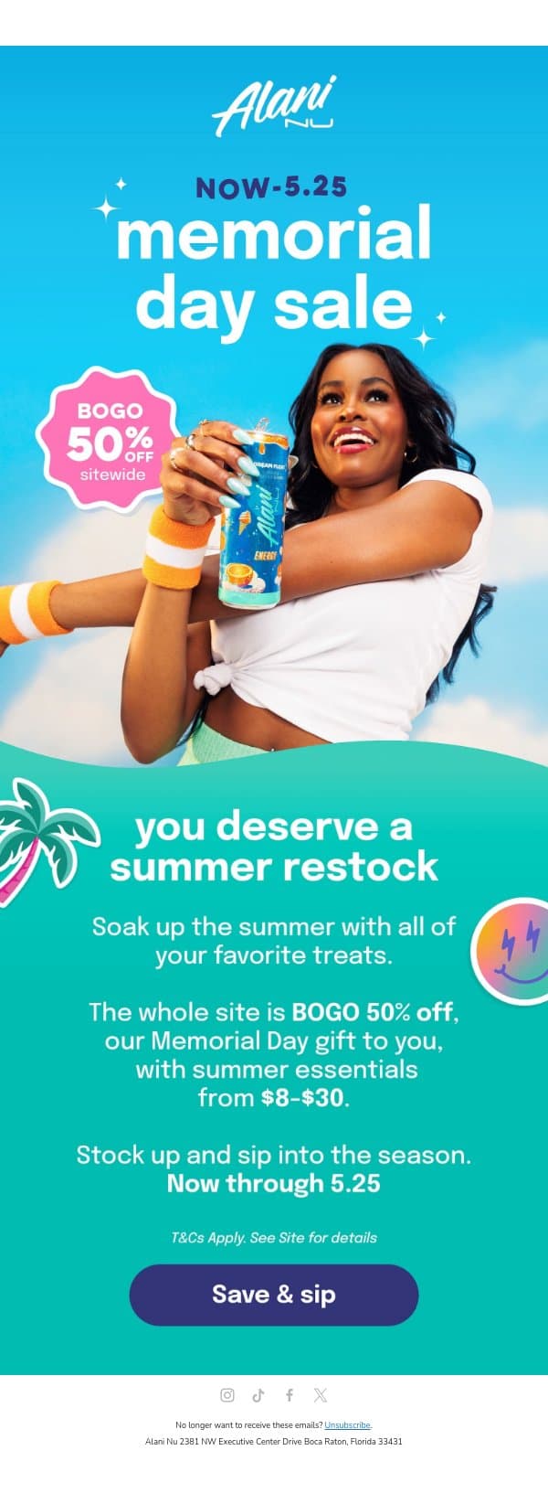 ⭐️ Treat Yourself: Memorial Day Sale ⭐️ email from Alani Nu screenshot