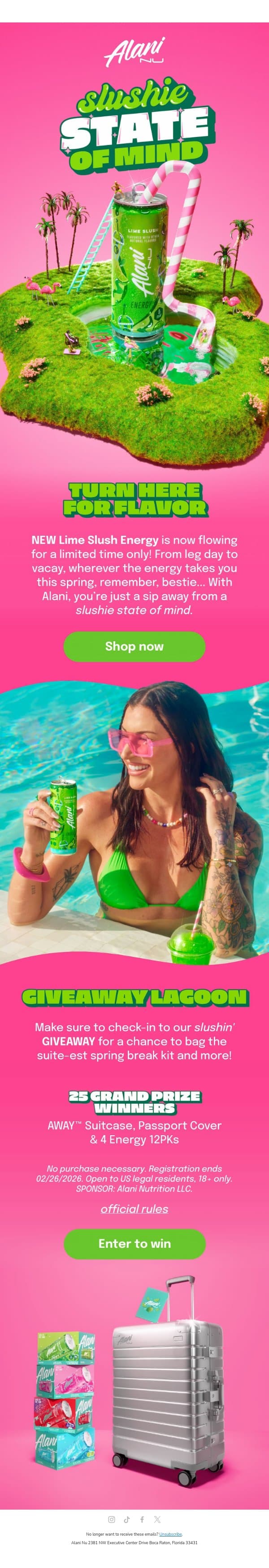 Just Dropped: NEW Lime Slush πβπ©πββοΈπ΄ email from Alani Nu screenshot