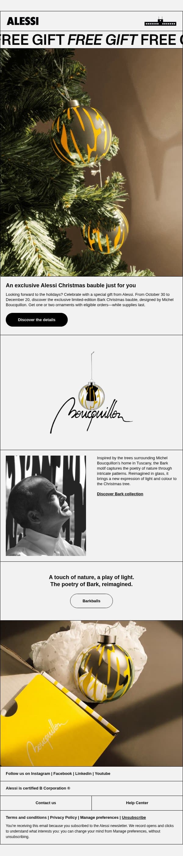 An Exclusive Alessi Christmas Bauble, Just for You email from Alessi screenshot