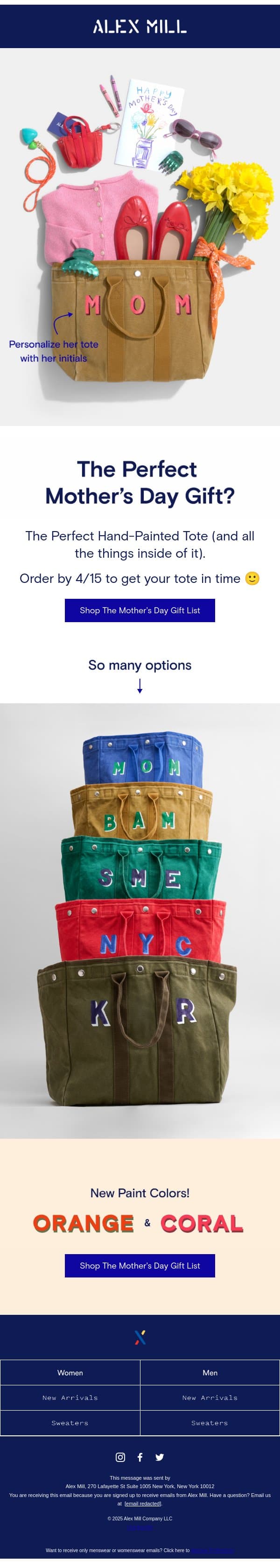 The Perfect Mother’s Day Gift? email from Alex Mill screenshot