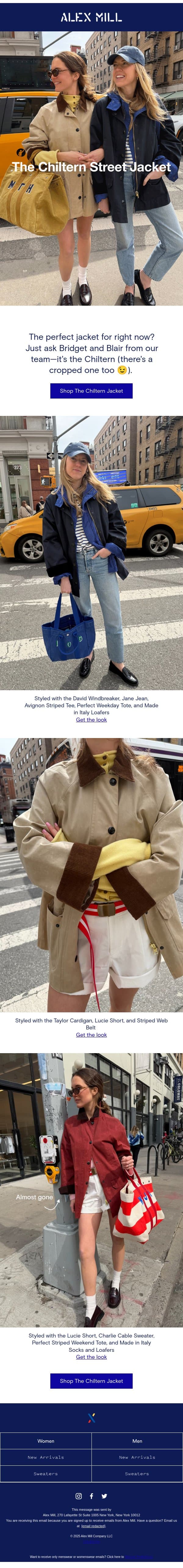 Found: the perfect jacket email from Alex Mill screenshot