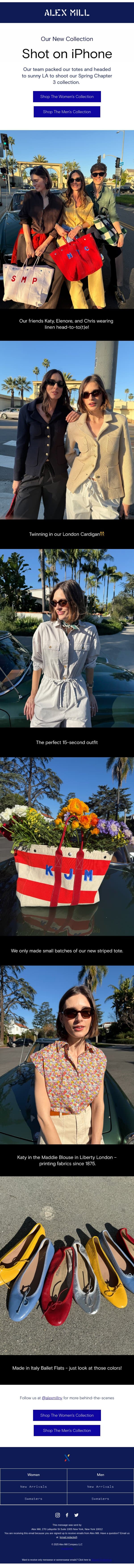 Shot on iPhone email from Alex Mill screenshot