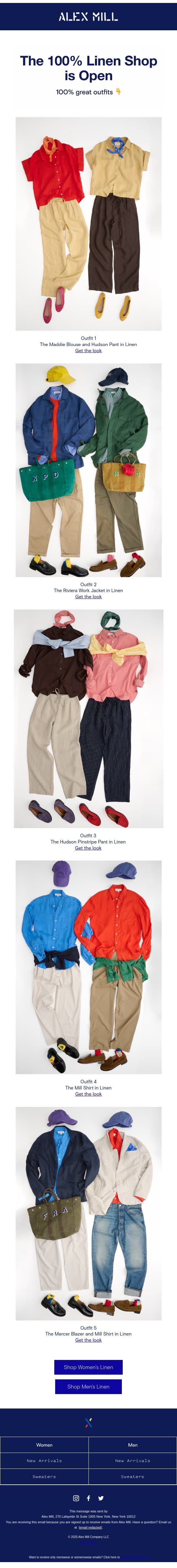 100% Linen, 100% Perfect email from Alex Mill screenshot