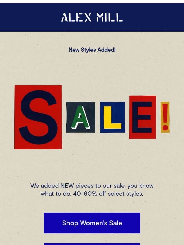 We added new sale styles❤️ email from Alex Mill