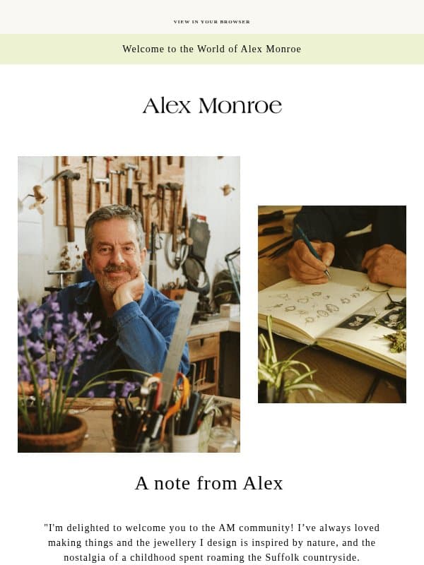 A note from Alex Monroe email from Alex Monroe