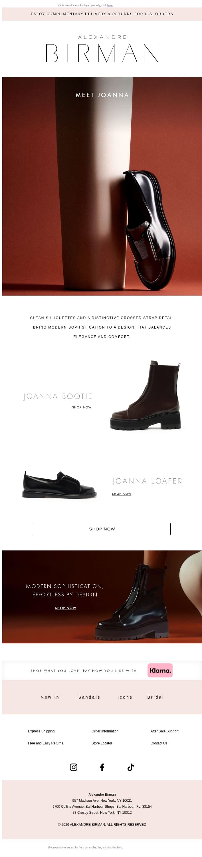 Introducing Joanna email from Alexandre Birman screenshot