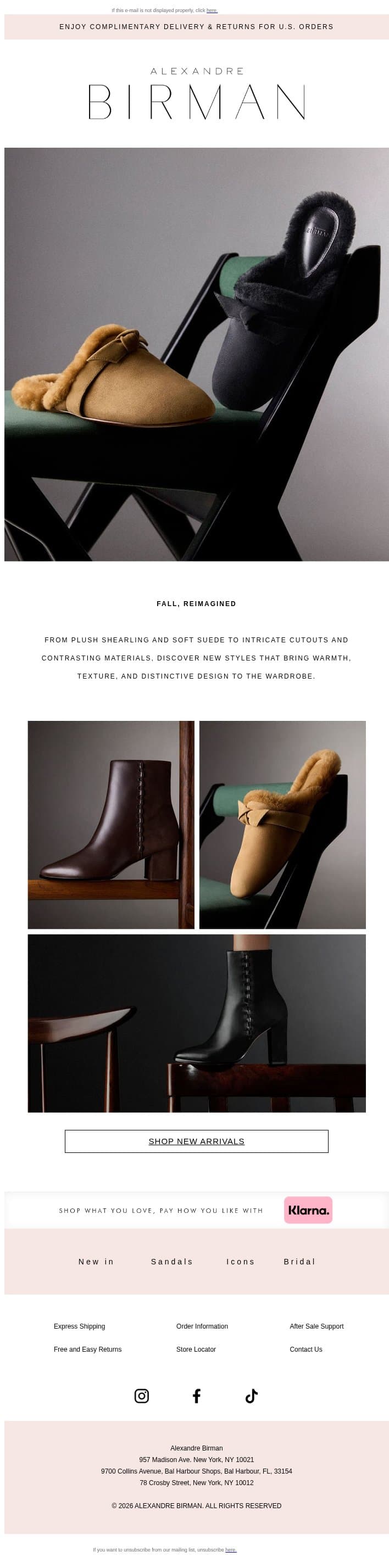A New Mood for Fall email from Alexandre Birman screenshot