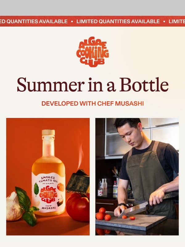 Experience Summer In A Bottle email from Algae Cooking Club
