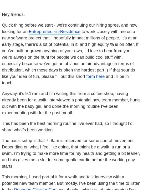 My new morning routine that I love email from Ali Abdaal