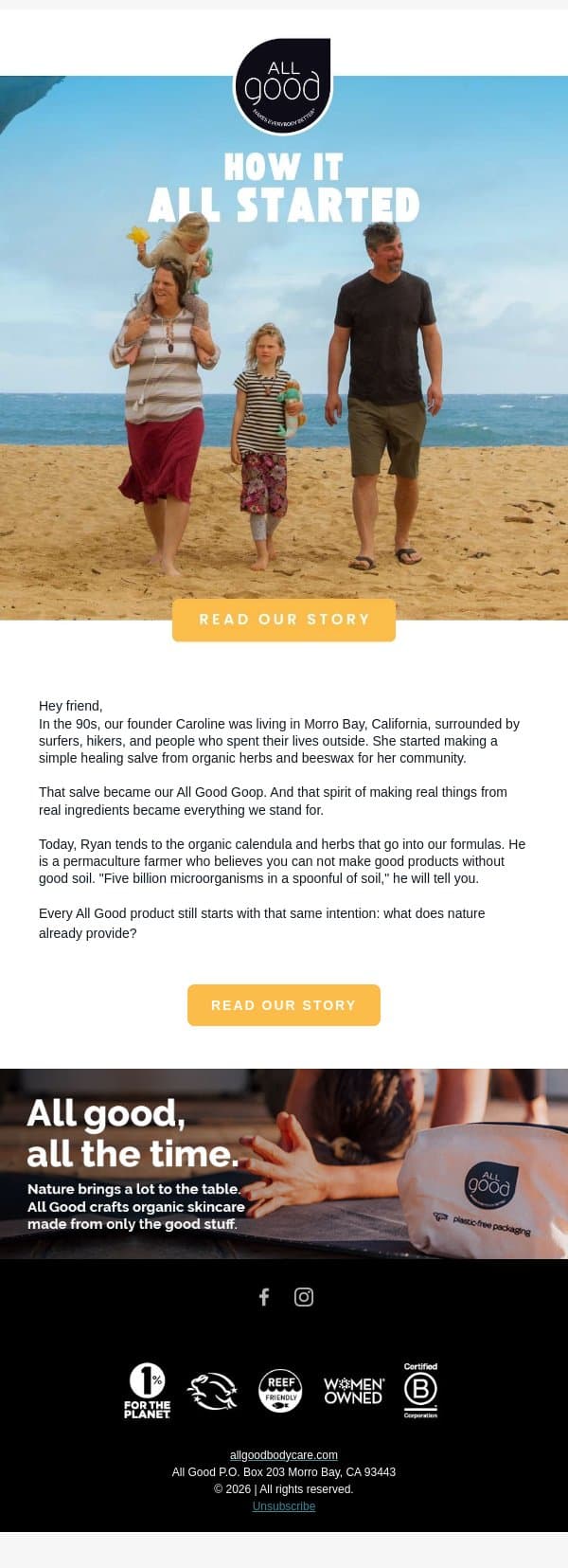The story behind All Good email from All Good screenshot