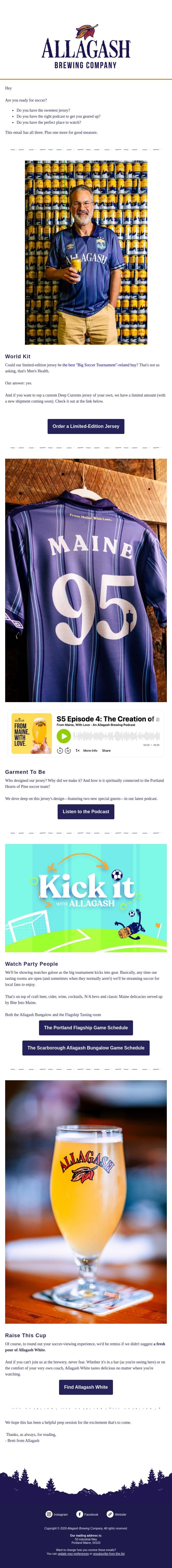 Kick it with Allagash email from Allagash Brewing screenshot