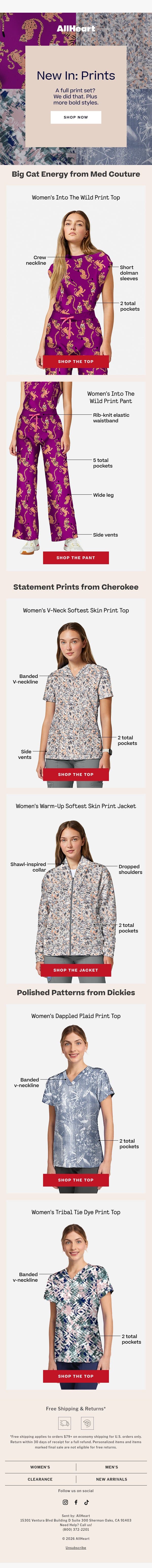 Just Dropped: NEW PRINTS! Plus a full print set email from AllHeart Scrubs screenshot