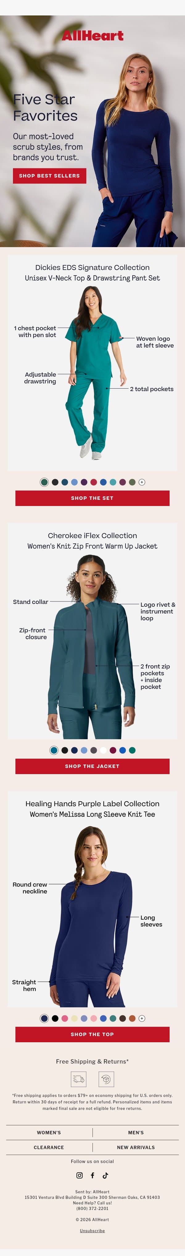 Why guess it? These scrubs got 5-stars to prove it email from AllHeart Scrubs screenshot