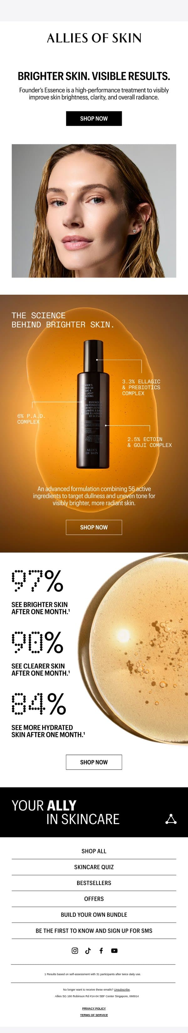Real Results. Proven Efficacy. email from Allies of Skin screenshot